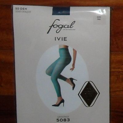 NWT Women's Fogal Ivie 50 Den Semi Opaque Leggings Color Blue Size M Style 5083